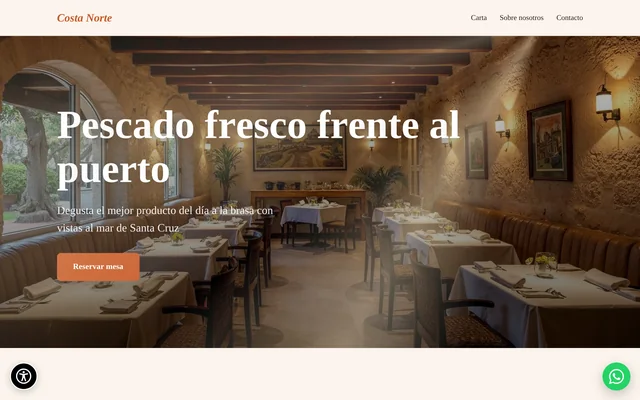 Ejemplo de web para un restaurante de pescado: Costa Norte