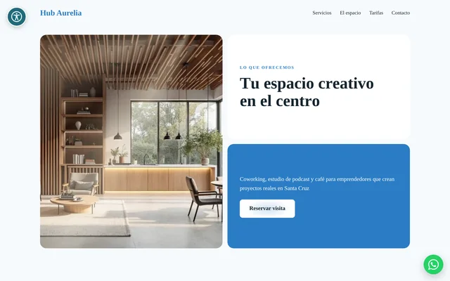 Ejemplo de web para un coworking creativo: Hub Aurelia
