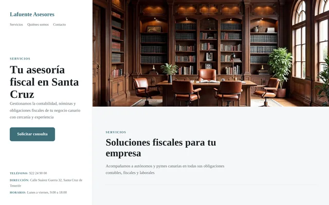 Ejemplo de web para Asesoría fiscal: Lafuente Asesores