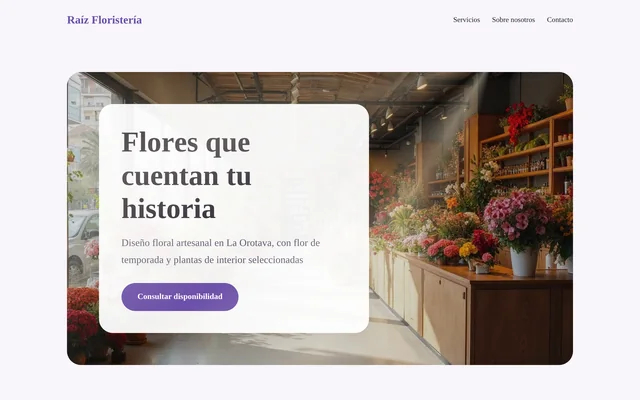 Ejemplo de web para Floristería: Raíz Floristería