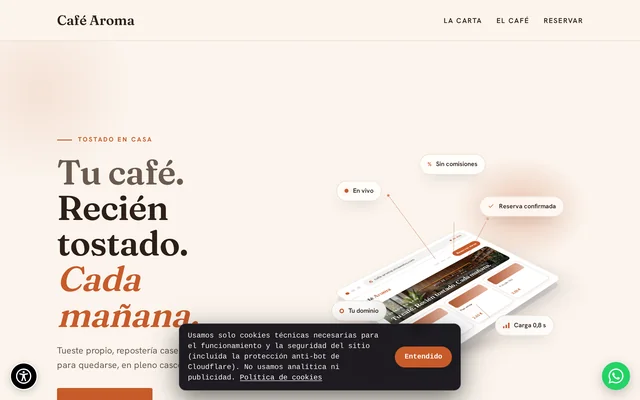 Ejemplo de web para Cafetería de especialidad: Café Aroma